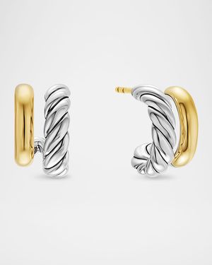 DY Mercer Double Hoop Huggie Earrings in Silver and 18K Gold