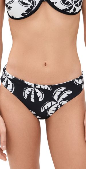 FARM Rio Graphic Palms Low Double Bikini Bottoms Graphic Palms Black M