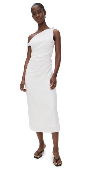 WAYF Cleo Tie Shoulder Midi Dress Ivory S