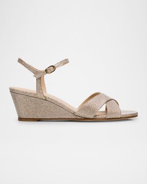 Dayna Metallic Crisscross Wedge Sandals