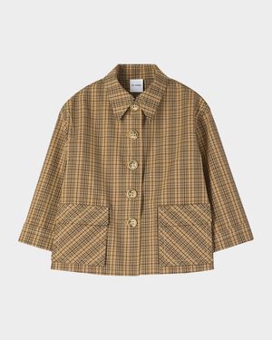 Plaid Collared Technical Jacket