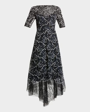 3D Lace High-Low Cocktail Dress