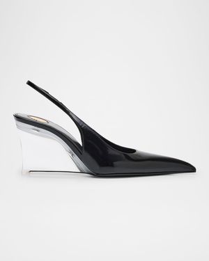 Miller Leather Clear-Wedge Pumps