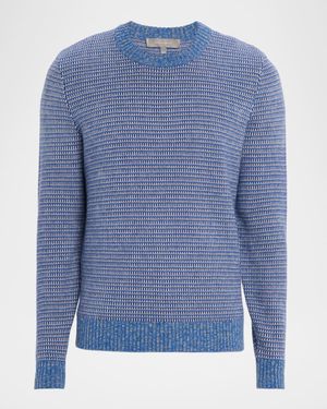 Men's Wool and Cashmere Melange Textured Crewneck Sweater
