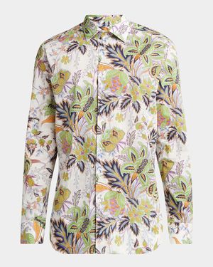 Men's Cotton Floral Palm Sport Shirt