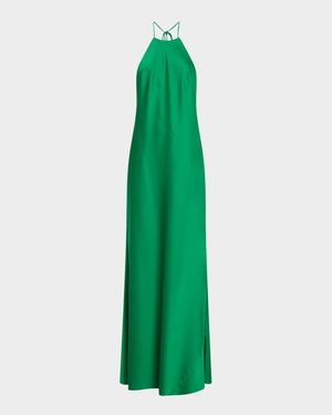 Low-Back Satin Halter Gown
