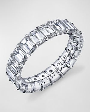 Large Platinum Eternity Band with Emerald Cut Diamonds, 8.00ct