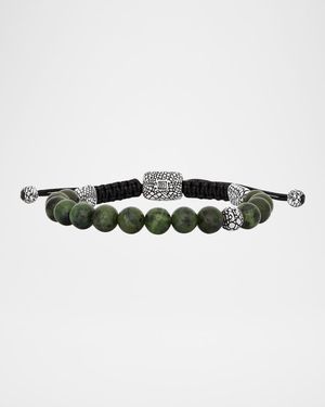 Men's Snakeskin Sterling Silver Jade Beaded Bracelet