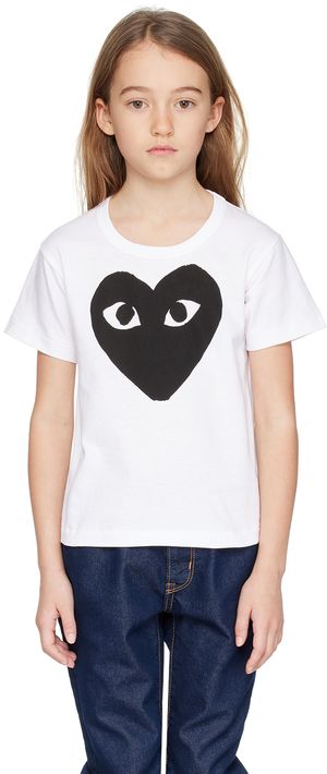 COMME des GARÇONS PLAY Kids White Large Black Heart T-Shirt