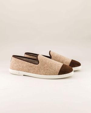 Angarde - Chausson femme laine, sable chocolat - Taille 42 - Beige