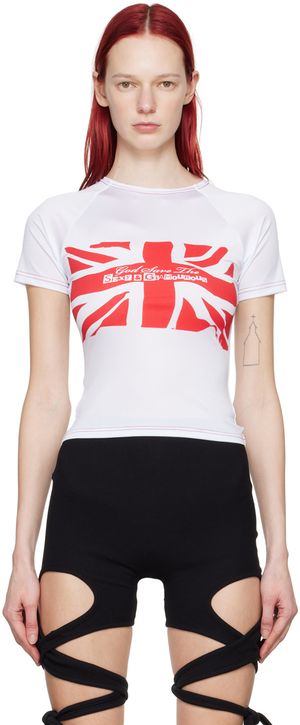 Sinead Gorey T-shirt blanc à manches raglan