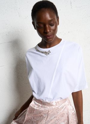 Imperial - Tee-shirt oversize à détails strass - Taille L - Blanc