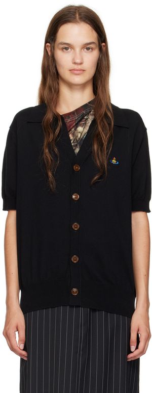 Vivienne Westwood Cardigan de style polo noir