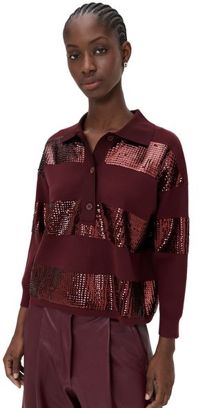 ESSENTIEL ANTWERP Illuminati Striped Sequin Polo Combo3 Margot Mauve XS
