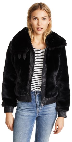 BLANKNYC Black Noise Faux Fur Coat Black S