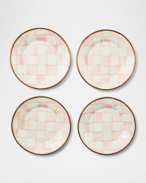 Rosy Check Appetizer Plates, Set of 4