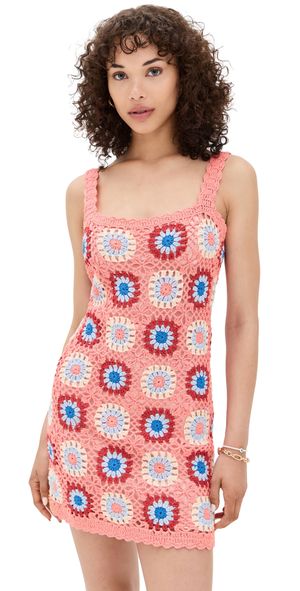 MINKPINK Floral Crochet Mini Dress Multi Floral S/M