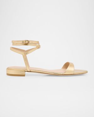 Nudist Metallic Ankle-Wrap Sandals