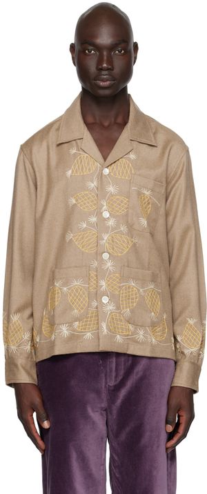 Bode Taupe Sweet Pine Shirt