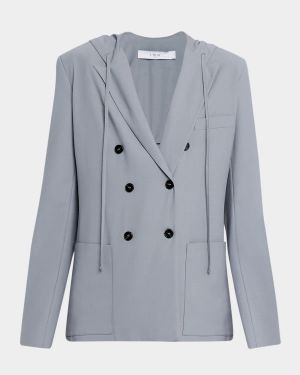 Alula Double-Breasted Hooded Blazer