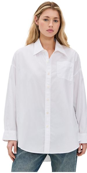 R13 Drop Neck Oxford Shirt White S