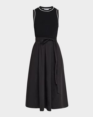 Devon Self-Tie Poplin Midi Dress