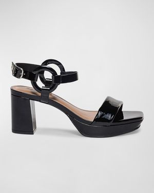 Patent Calfskin Slingback Platform Sandals