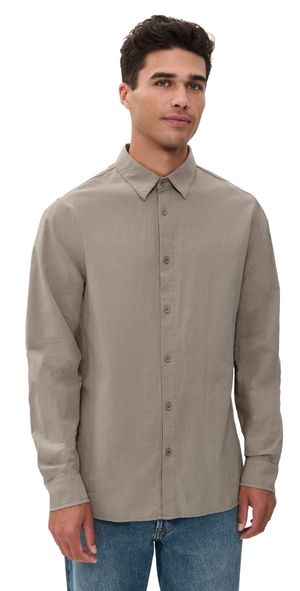 Rhythm Classic Linen Long Sleeve Shirt Stone L