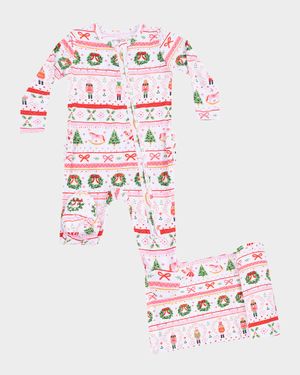 Girl's Sugar Plum Fairy Nutcracker 2-Way Zip Footie & Blanket Set, Size Newborn-9M