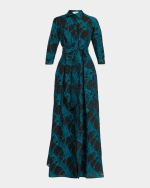 A-Line Organza Jacquard Shirt Gown