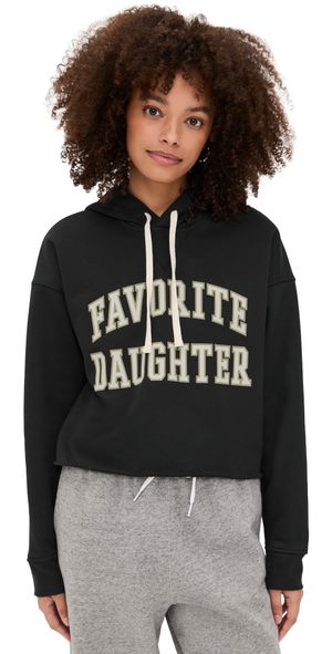 Favorite Daughter The Cropped Collegiate Hoodie Black/Stone L