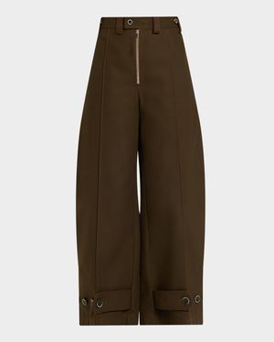 Tab-Ankle Barrel Trousers