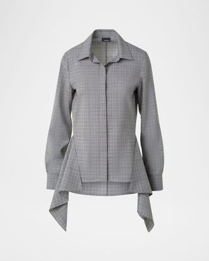 Prince of Wales Check Cool Wool Blouse