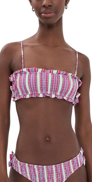 Damson Madder Shirred Bow Bikini Top Pink 14
