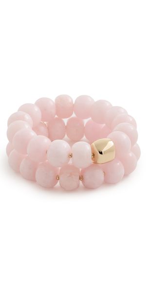 Ettika Power Bead Bracelet Stack In Rose Quartz Rose Quartz One Size