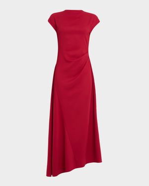Zaya Crepe Cap-Sleeve Maxi Dress