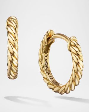 Sculpted Cable Micro Huggie Hoop Earrings in 18K Yellow Gold, 10.7mm