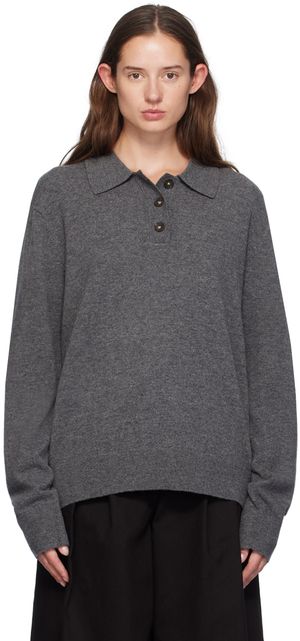 The Garment Polo à manches longues Como gris