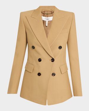 Double-Breasted Wool Blazer Jacket