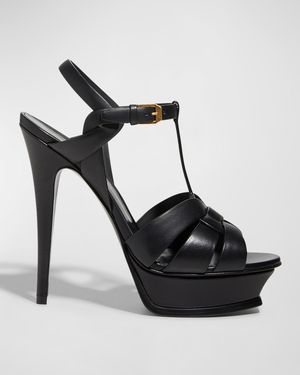 Tribute Leather T-Strap Platform Sandals