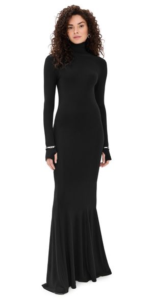 Norma Kamali Long Sleeve Turtle Fishtail Gown Black XS