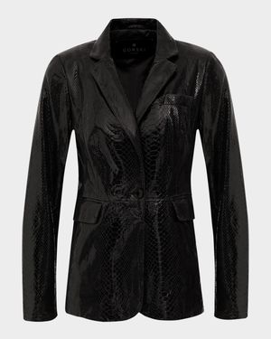 Python-Embossed Metis Suede Blazer