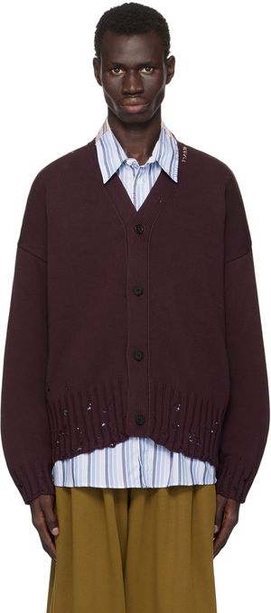 Marni Burgundy Dishevelled Cardigan