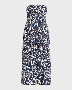 Tate Printed Strapless Midi Dress