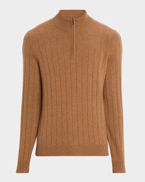 Men's Cashmere Rib Quarter-Zip Sweater
