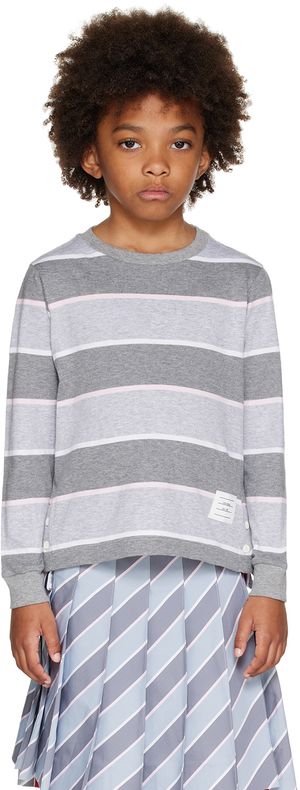 Thom Browne Enfant | T-shirt à manches longues gris à rayures