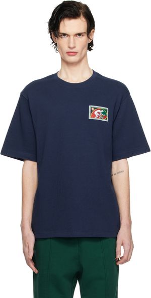 Casablanca T-shirt bleu marine à écusson Fibonacci