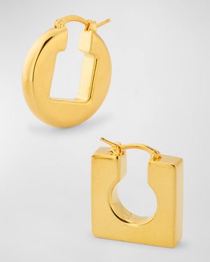 Les Boucles Rond Carre Earrings, Light Gold