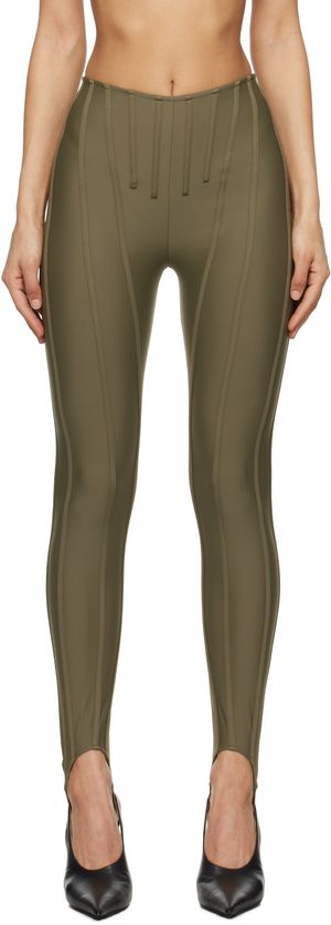 Mugler Khaki Corseted Leggings