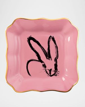 Portrait Plate with Gold Rim - Pink